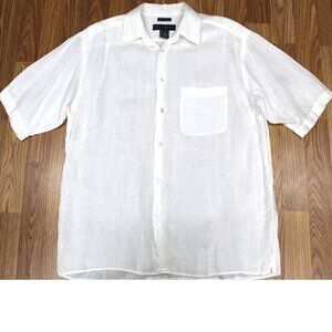 BANANA REPUBLIC REGULAR FIT 100% IRISH LINEN SHIRT WHITE Sz MEDIUM,  M